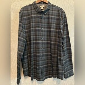 Calvin Klein Gray Plaid Button Down Long Sleeve Soft 100% Cotton Men’s XXL NWT